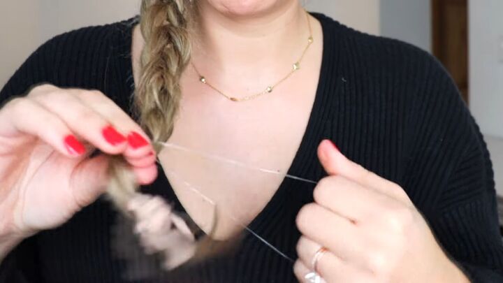 hair tutorial cute and easy braid hack, Securing fake braid