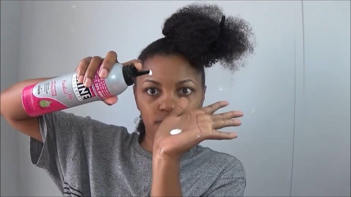 how to use heatless curling rods for a curly mohawk hairstyle, Applying product