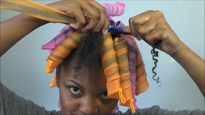 how to use heatless curling rods for a curly mohawk hairstyle, Attaching curl formers