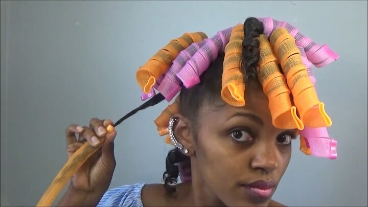 how to use heatless curling rods for a curly mohawk hairstyle, Removing curl formers