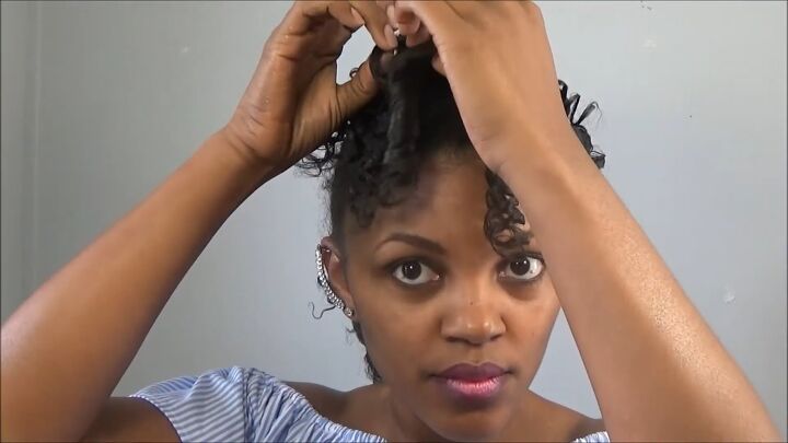 how to use heatless curling rods for a curly mohawk hairstyle, Applying oil