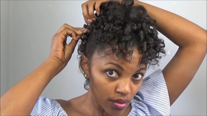 how to use heatless curling rods for a curly mohawk hairstyle, Pinning hair