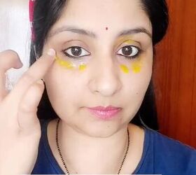 do this to help your eye area with dark circles puffiness wrinkle, Applying turmeric eye cream
