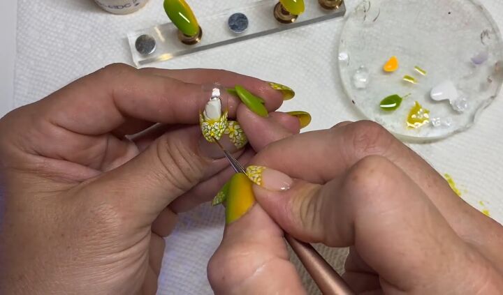 how to do an easy lime green french manicure for spring, Dotting