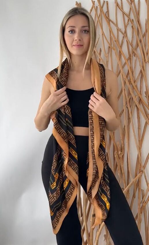 stylish way to use your scarf as a top, Wrapping scarf
