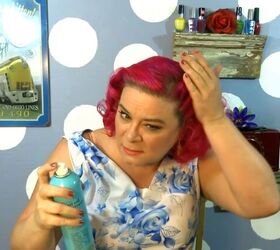 call the midwife inspired easy curly vintage hairstyle tutorial, Applying hairspray