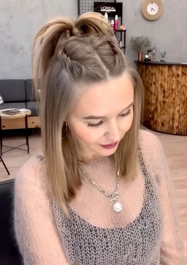 tutorial for a chic new half up hairstyle, Half up half down braid hairstyle
