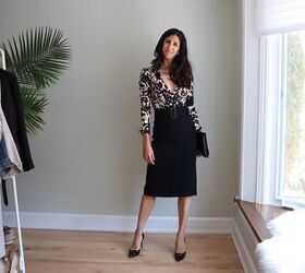 how to style a wrap dress in 14 creative ways, Sleek chic style