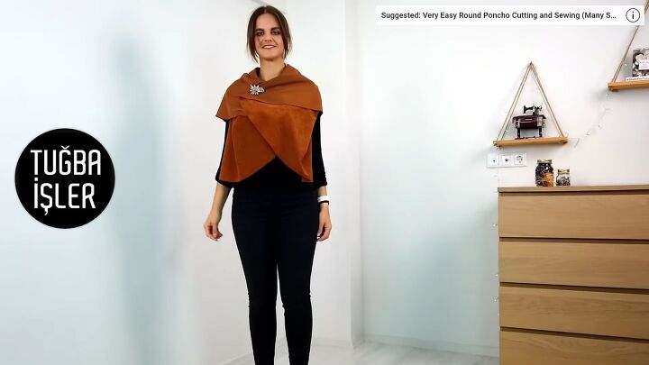 no sew tutorial how to diy a cozy shawl vest, Pinned shawl