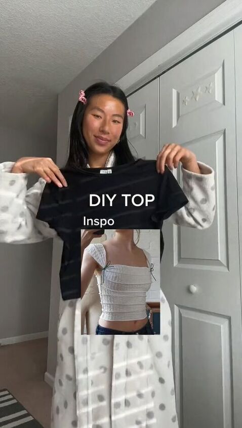 how to diy spice up a boring shirt without ruining it, Before photo and inspiration photo