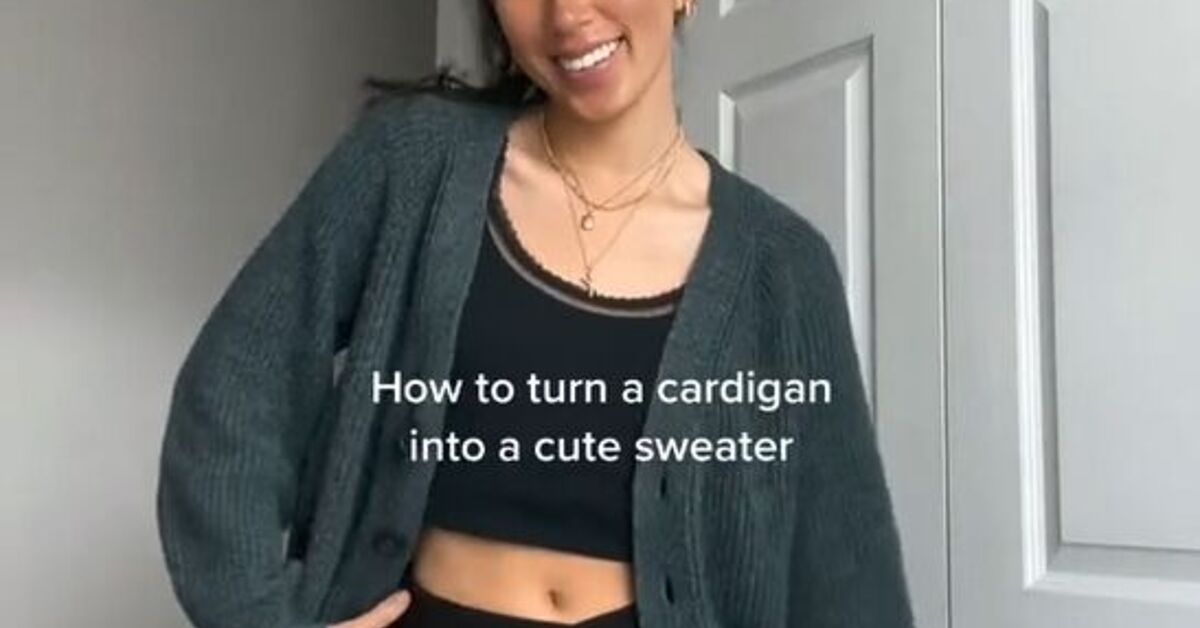 An Easy Hack to Crop Your Cardigan and Change It's Neckline | Upstyle