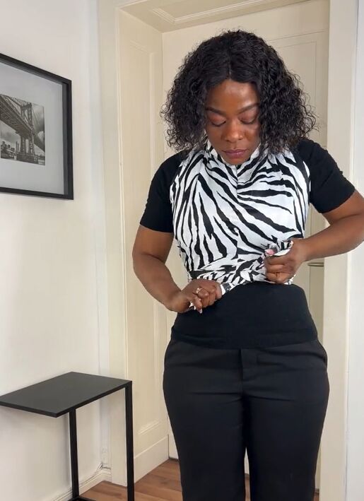 how to wear your pants as a top instead, Tying fabric