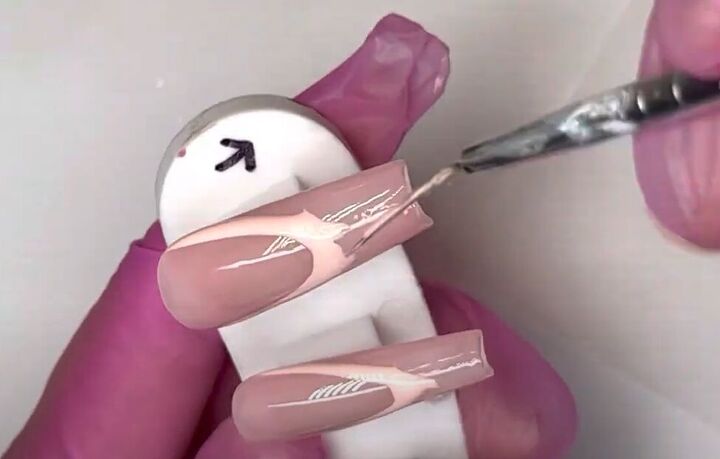 easy nude nail french tip tutorial, Applying French tip coat