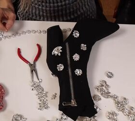 how to diy super glam rhinestone sock boots, Crystal applique design