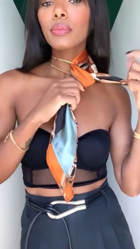 wow grab a necklace and silk scarf for this amazing look, Securing scarf necklace