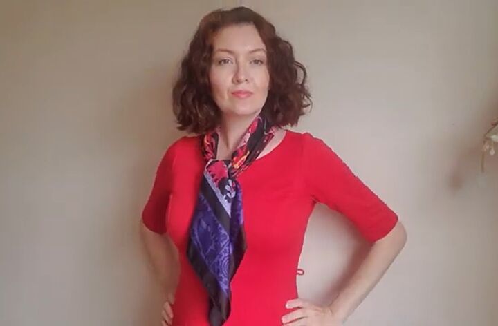 how to wear a square silk scarf with a dress 3 stylish ideas, Necktie
