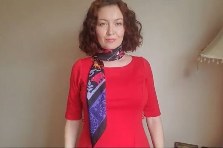 how to wear a square silk scarf with a dress 3 stylish ideas, Necktie