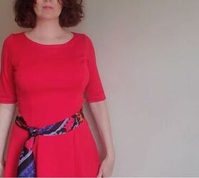how to wear a square silk scarf with a dress 3 stylish ideas, Scarf as belt
