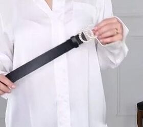 glam white shirt for a night out look, Belt