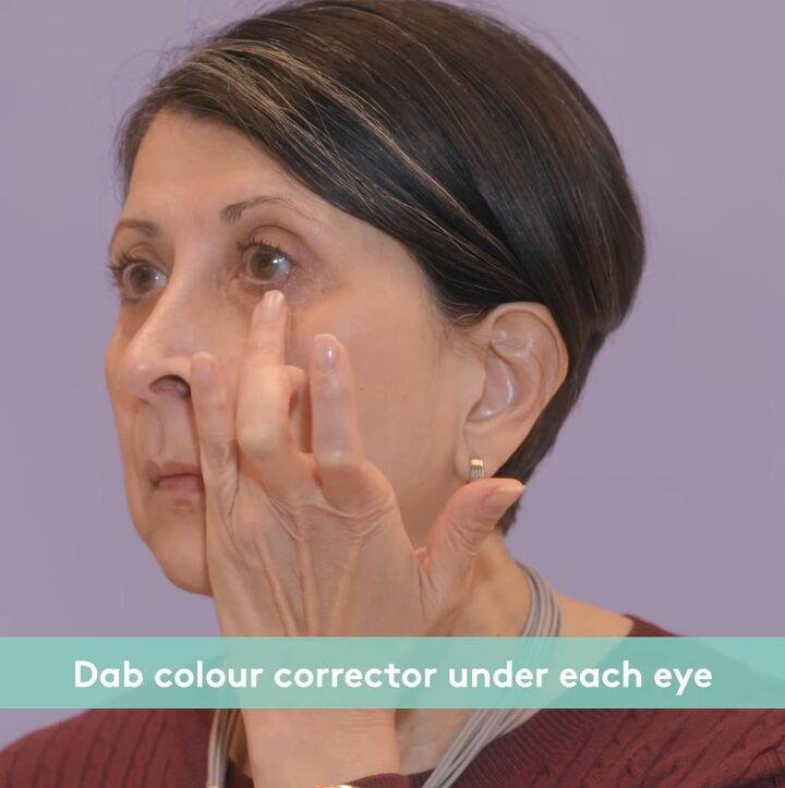 mature makeup tutorial how to apply concealer for dark circles, Applying color corrector