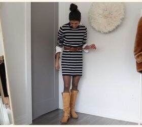 how to shop your closet 3 sustainable outfit ideas, Layered Breton jumper look