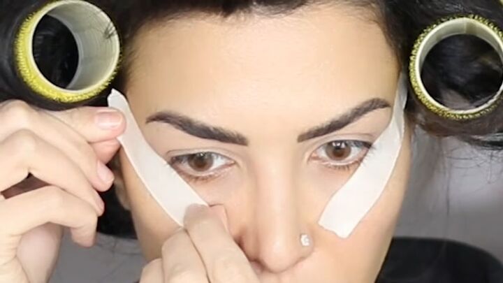 makeup tutorial super easy winged eyeliner hack, Applying tape