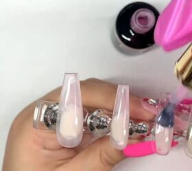 how to diy cute pink ombre nails at home, Applying clear coat