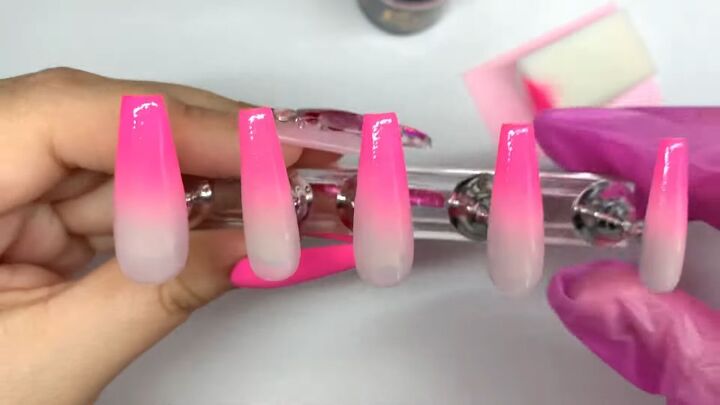 how to diy cute pink ombre nails at home, Progress shot