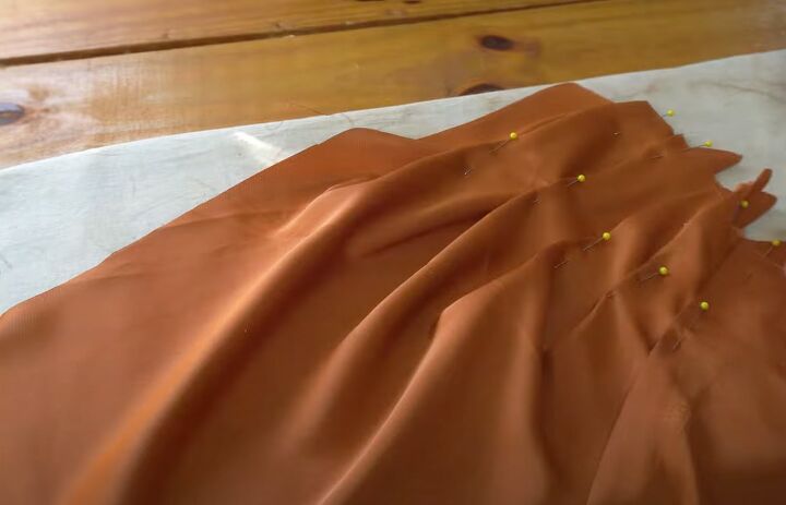 sewing tutorial how diy a long sleeve satin shirt dress, Assembling skirt