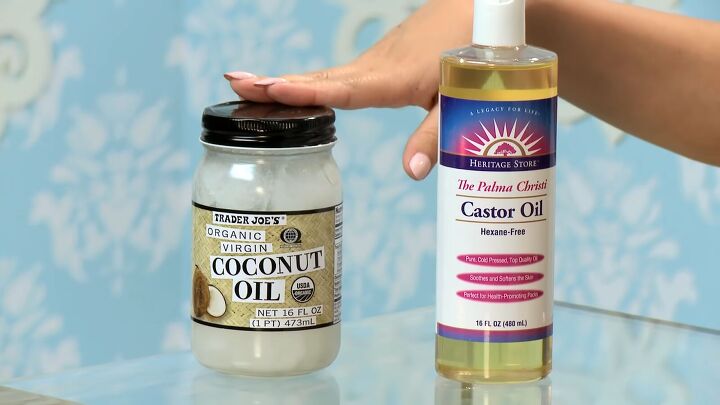how to diy a castor oil and coconut oil mask for super soft hair, Ingredients