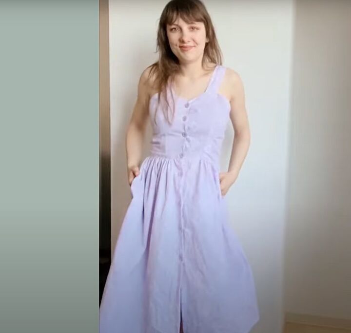 sewing tutorial how to diy a cute purple bustier dress, Purple bustier dress
