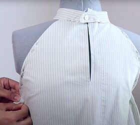 how to upcycle a men s shirt into a cute bow top, Fitting the top