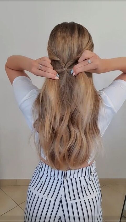 grab a silk scarf and upgrade your braid like this, Twisting ponytail