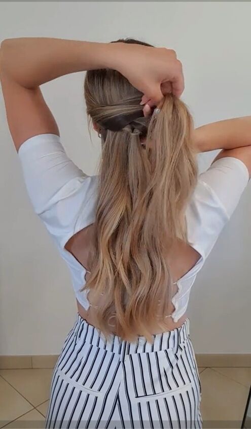 grab a silk scarf and upgrade your braid like this, Crossing hair over