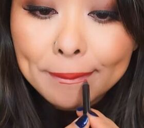 viral and super easy lipstick hack would you try this, Lining bottom lip