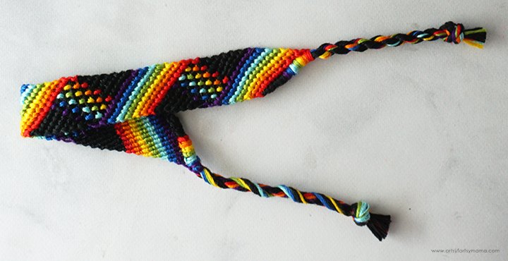 rainbow plaid friendship bracelet, Rainbow Plaid Friendship Bracelet