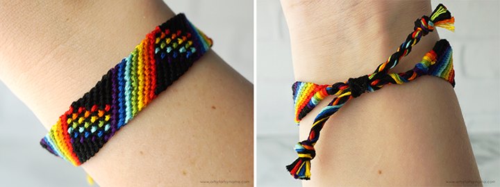 rainbow plaid friendship bracelet, Rainbow Plaid Friendship Bracelet