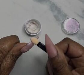 how to diy tiktok trending pink glazed donut nails, Applying top coat