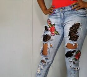 How to DIY Edgy Distressed Jeans With Patches