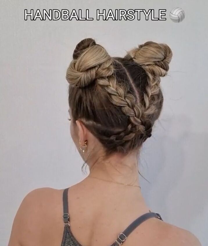 perfect braid and bun hairstyle for working out, Perfect braid and bun hairstyle for working out