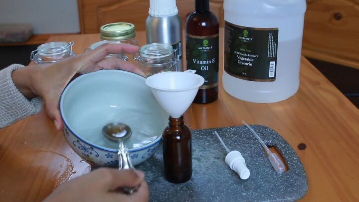 how to diy an easy anti aging rose water cleanser and toner, Transferring to spray bottle