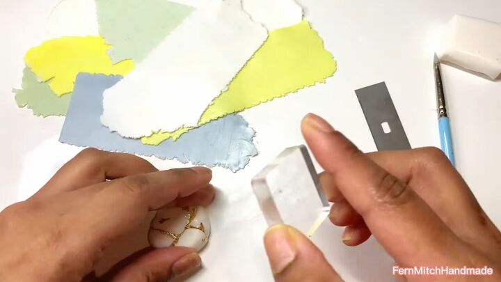 how to make pretty gold leaf marble polymer clay earrings, Reshaping clay