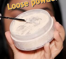 super easy mascara hack for seriously voluminous lashes, Dipping your mascara wand into loose powder