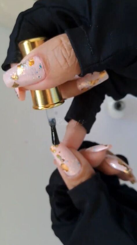 diy pink and gold nails, Capping nails