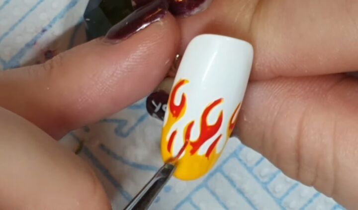 how to diy awesome orange flame nails, Painting flames