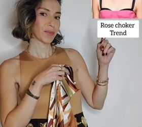 diy tutorial for this year s most popular silk scarf look, Scarf for rose choker trend