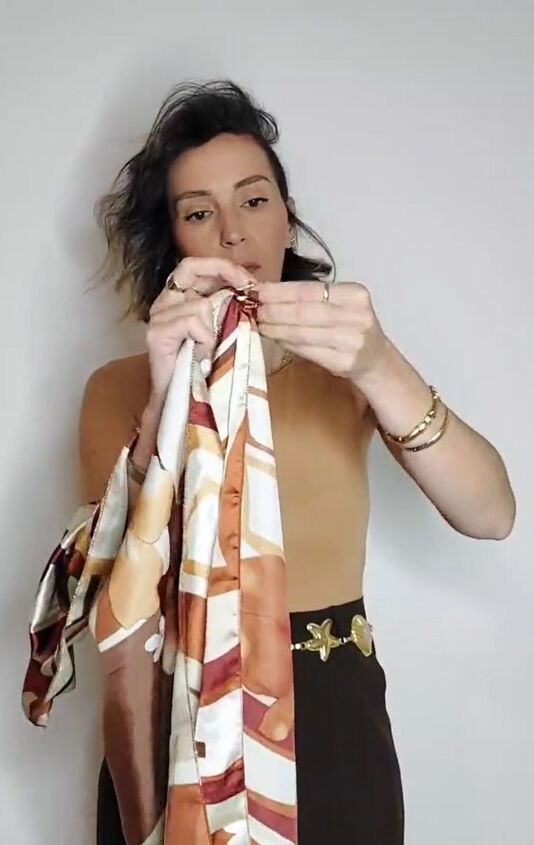 diy tutorial for this year s most popular silk scarf look, Folding scarf