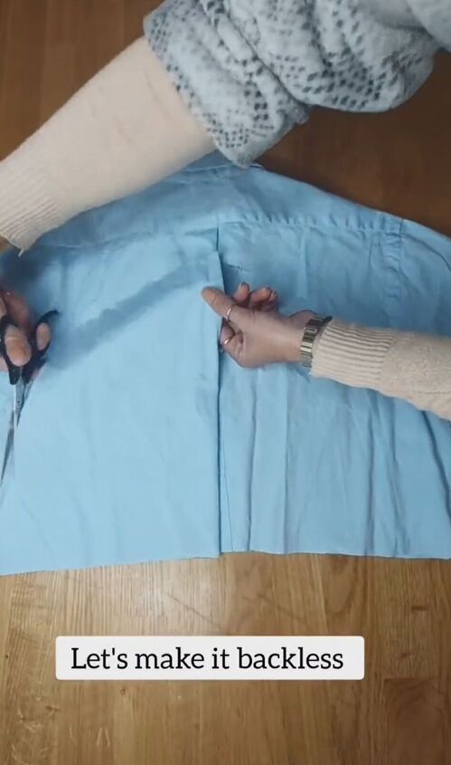 an easy way to salvage a stained blouse, Cutting shirt