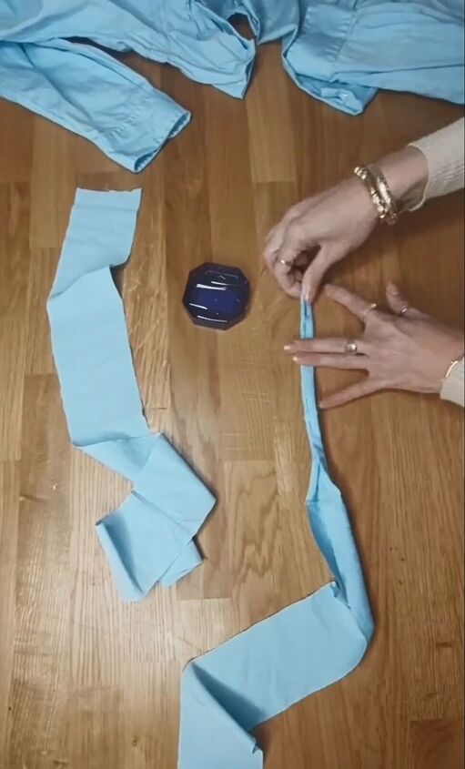 an easy way to salvage a stained blouse, Creating straps
