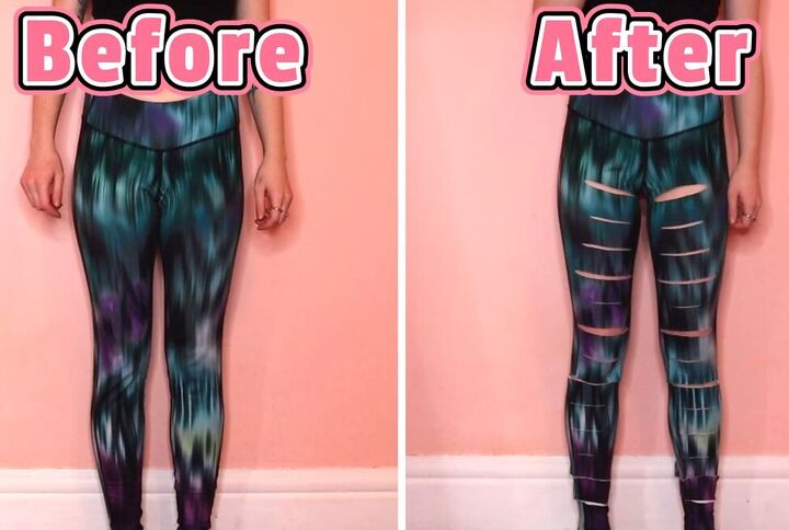 how to diy awesome cut out leggings or tights, Horizontal slit cut out leggings